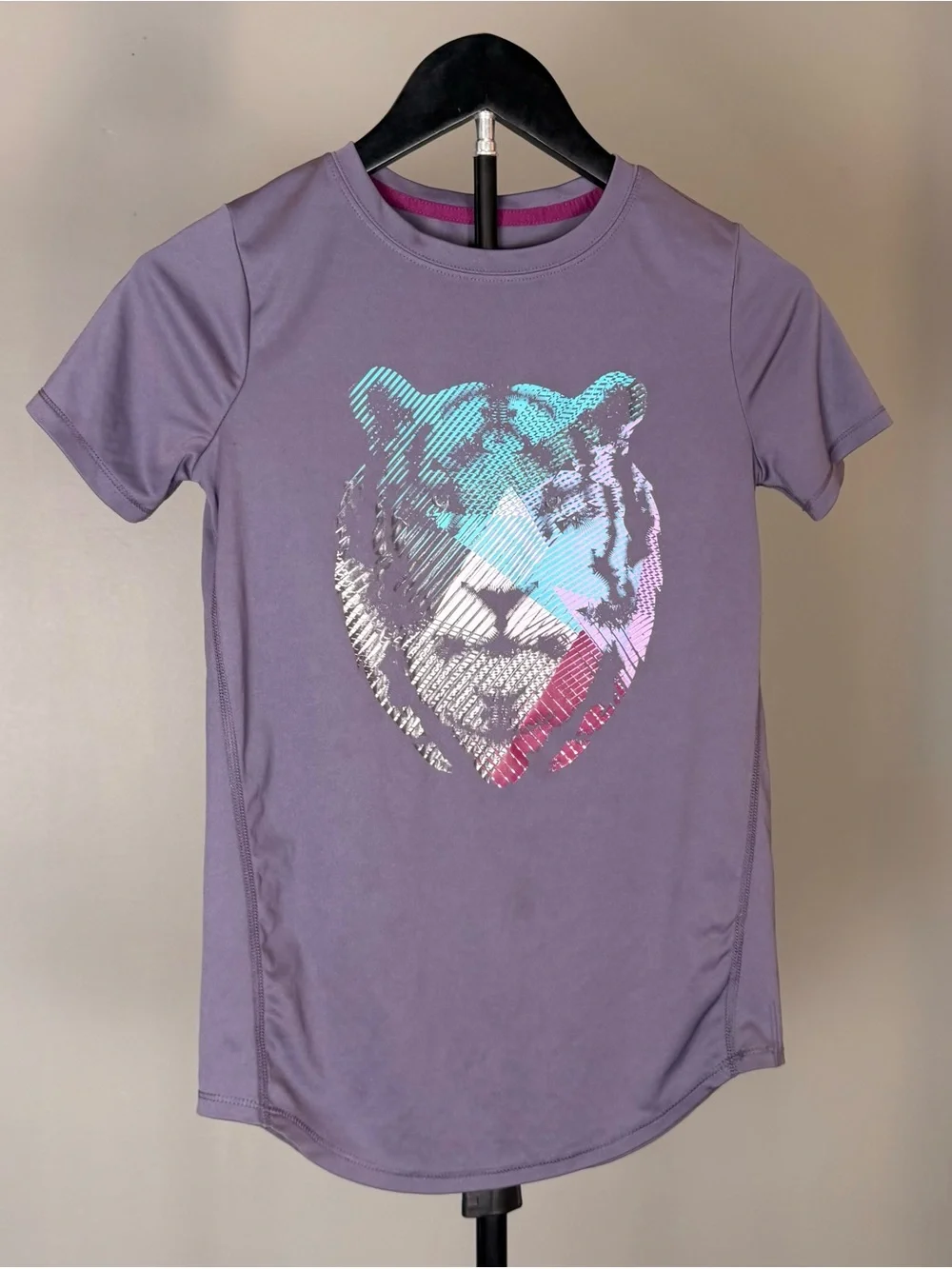 All in Motion Girls Tiger Graphic Athletic Activewear Performance School Shirt L